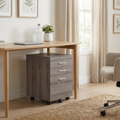 Rolling Filing Cabinet with Storage Drawers on Casters, Dark Taupe,Black