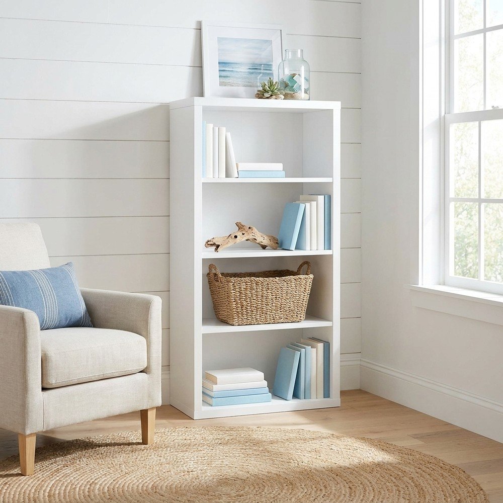 Laminate 5-Tier Bookshelf, Open Bookcase and Display Storage Shelves, White