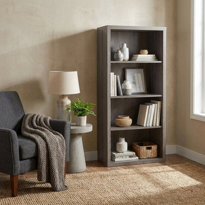 5-Shelf Etagere Bookcase, Tall Freestanding Display Bookshelf, Dark Taupe
