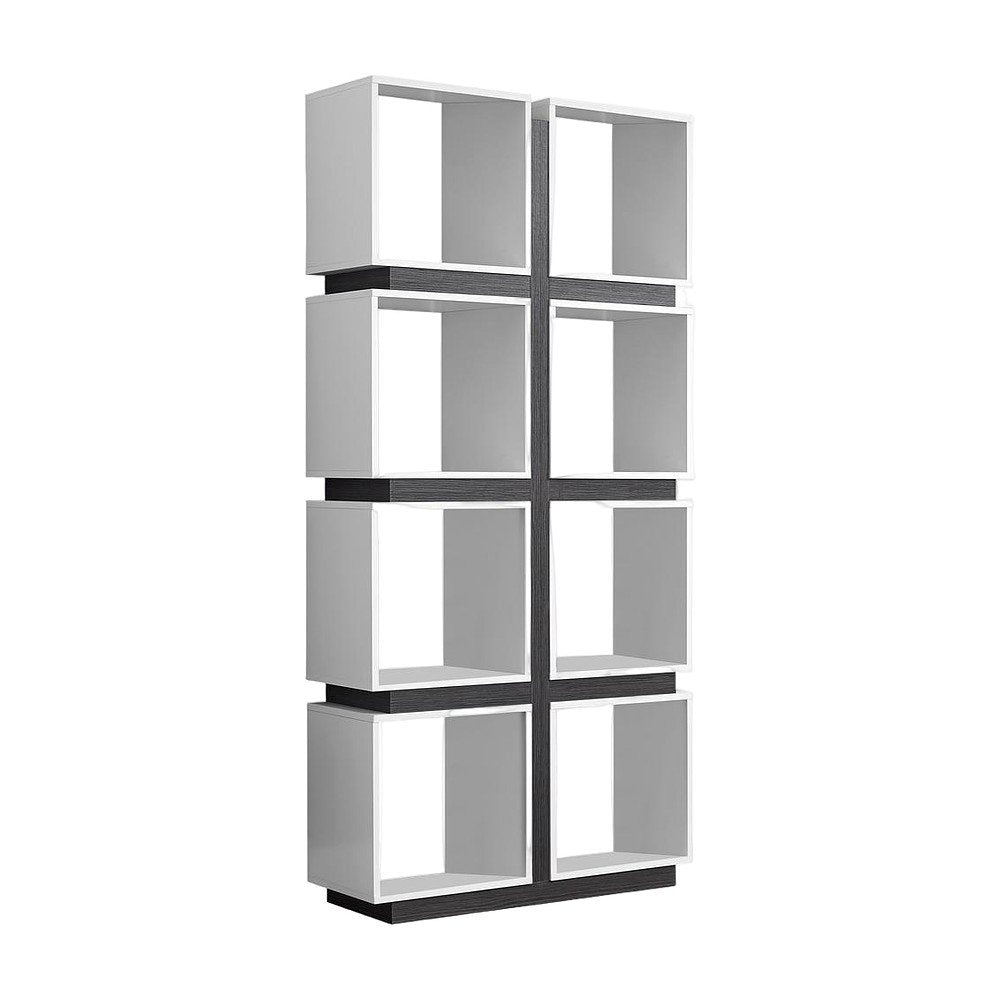 Laminate Bookcase with Open Shelves, Tall Bookshelf for Office, White,Grey