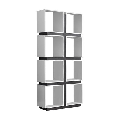 Laminate Bookcase with Open Shelves, Tall Bookshelf for Office, White,Grey
