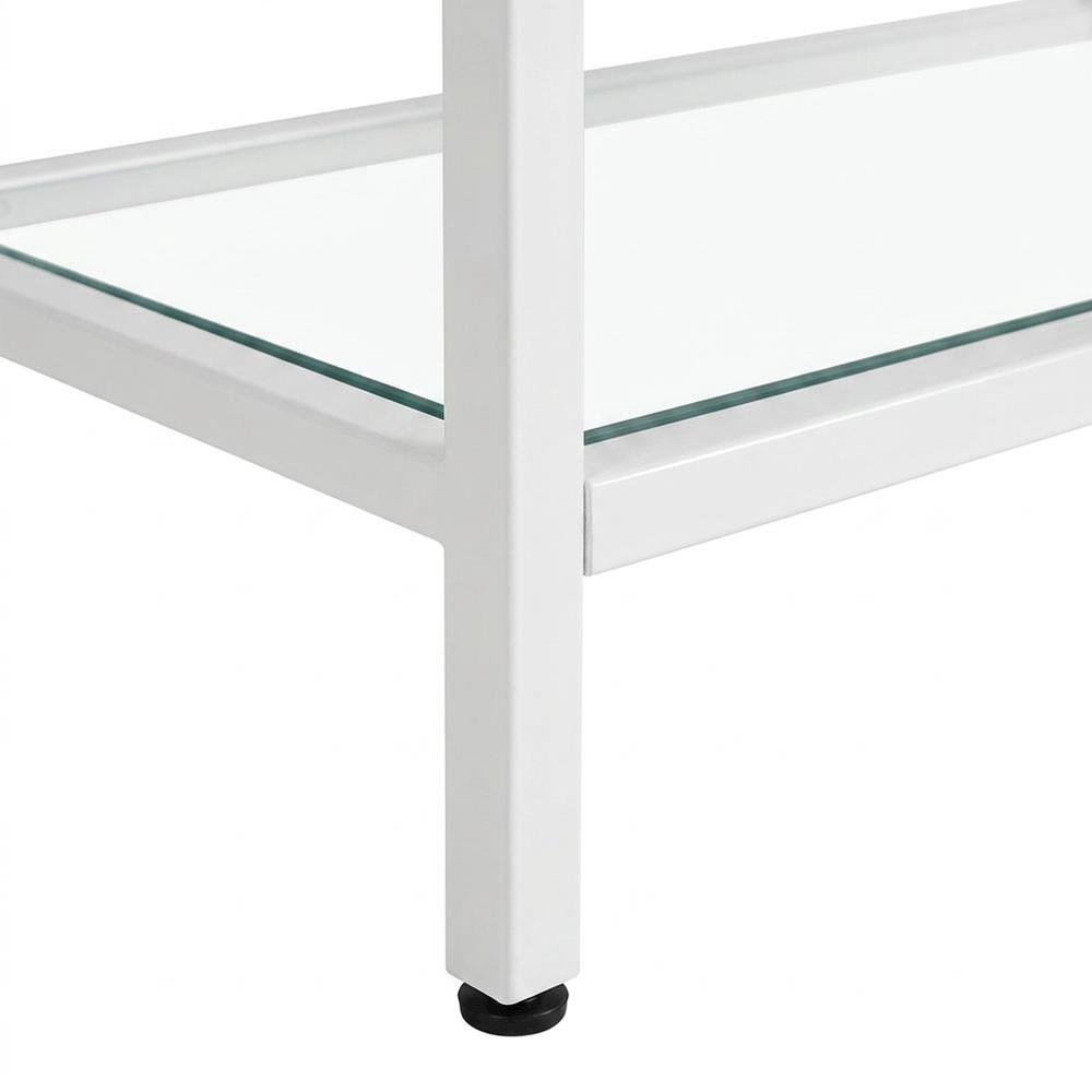 Tempered Glass and Metal Tall Etagere Bookcase with Open Shelves, White,Clear