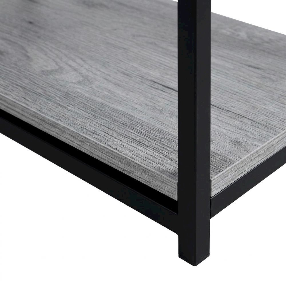 Modern MDF Laminate-Top L-Shaped Corner Computer Desk with Metal Frame, Grey