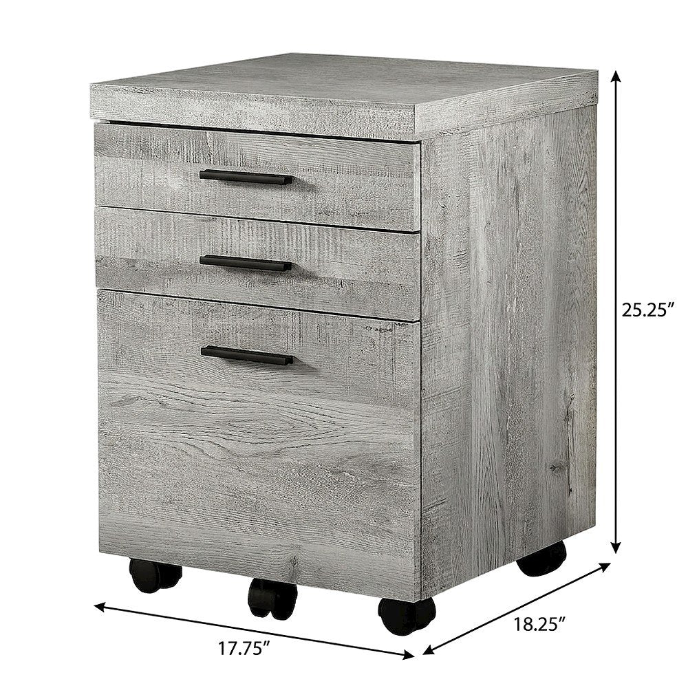 Laminate Rolling Filing Cabinet with Office Drawers on Casters, Grey