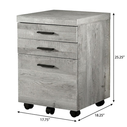 Laminate Rolling Filing Cabinet with Office Drawers on Casters, Grey