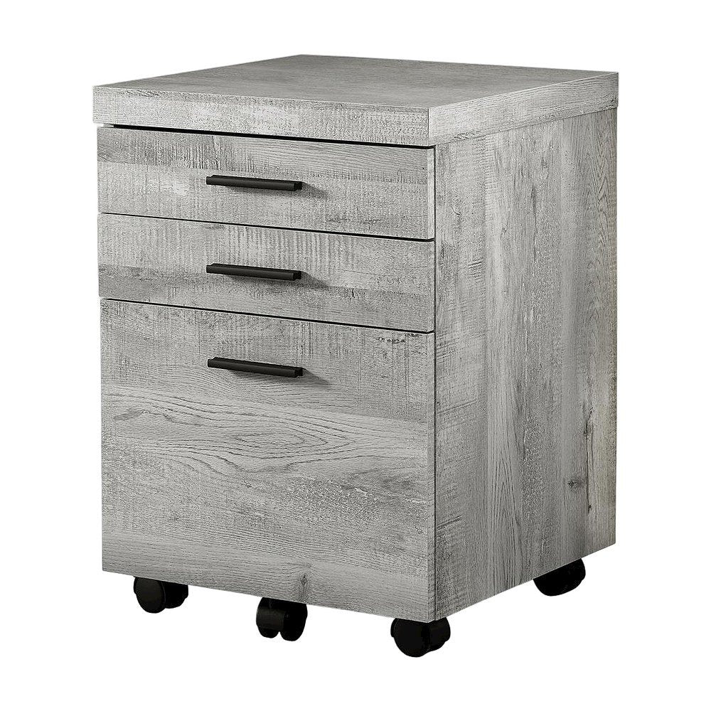 Laminate Rolling Filing Cabinet with Office Drawers on Casters, Grey