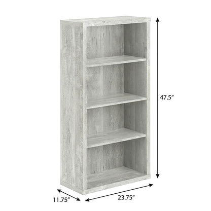 Laminate 5-Shelf Etagere Bookcase, Tall Freestanding Display Bookshelf, Grey