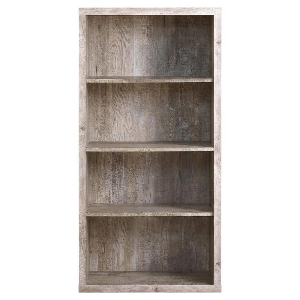 Laminate 5-Shelf Etagere Bookcase, Tall Freestanding Display Bookshelf, Taupe