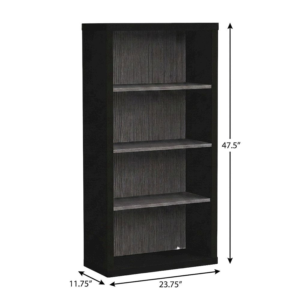 5-Shelf Etagere Bookcase, Tall Freestanding Display Bookshelf, Black,Grey