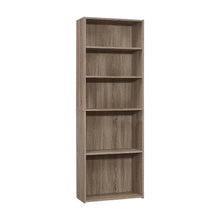 Bookcase with 5 Shelves, Tall Narrow Floor Standing Bookshelf, Dark Taupe