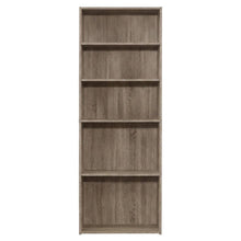 Bookcase with 5 Shelves, Tall Narrow Floor Standing Bookshelf, Dark Taupe