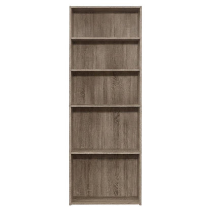 Bookcase with 5 Shelves, Tall Narrow Floor Standing Bookshelf, Dark Taupe