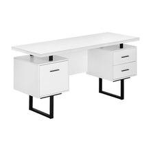 Laminate Computer Desk with Metal Legs, Modern Home Office Writing Desk, White