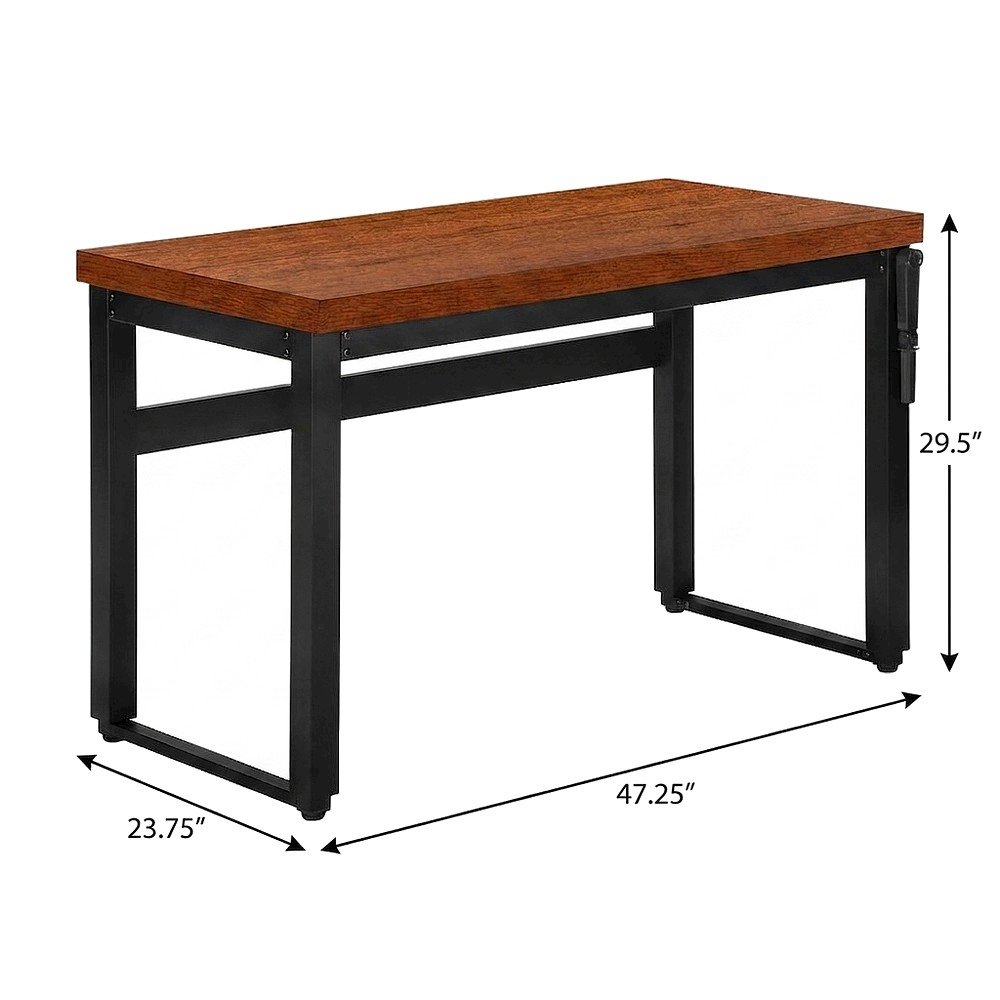 Adjustable Sit-Stand Computer Desk with Height Adjustable Work Table, Cherry