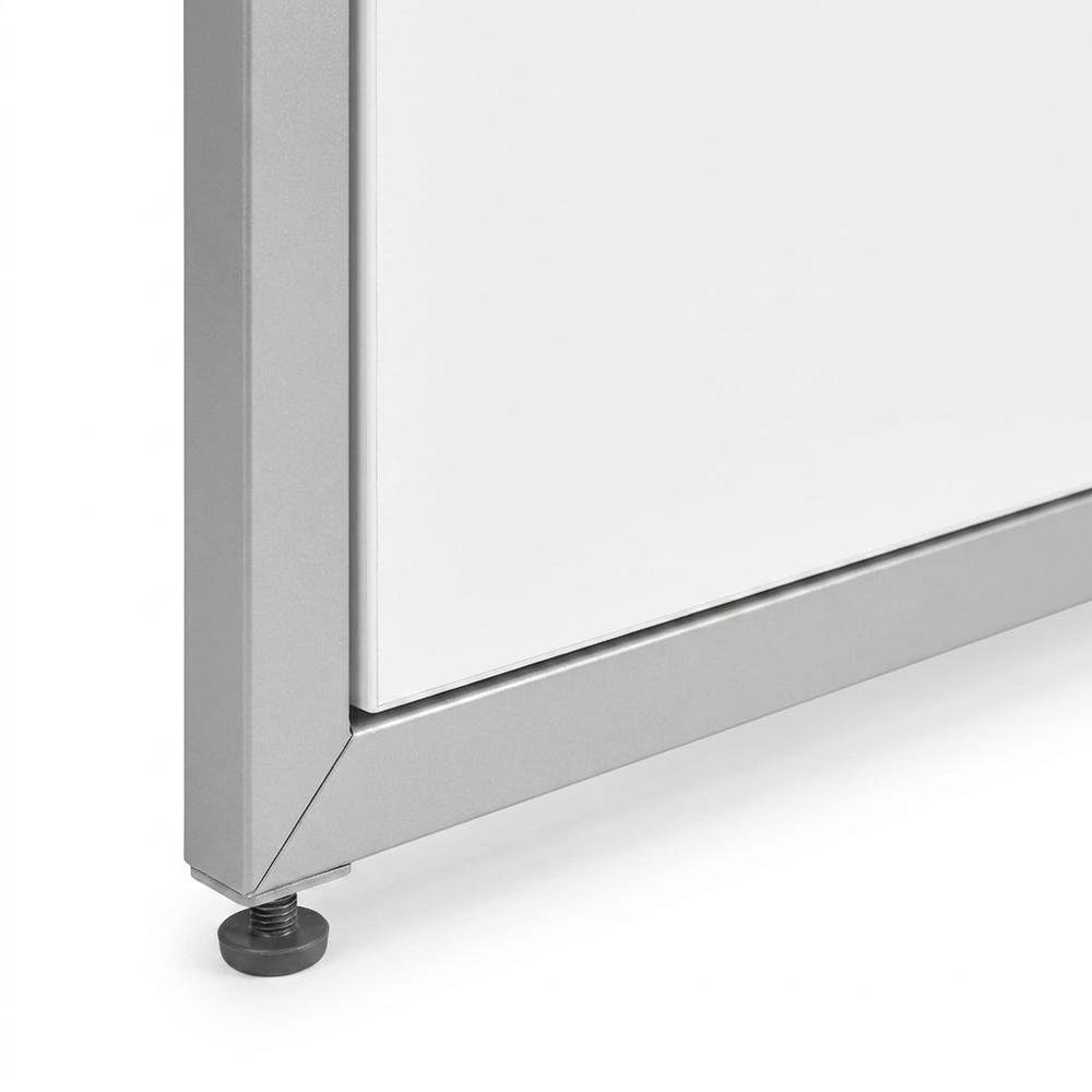 Office Cubicle Desk with Metal Frame, Contemporary Workstation, White,Silver