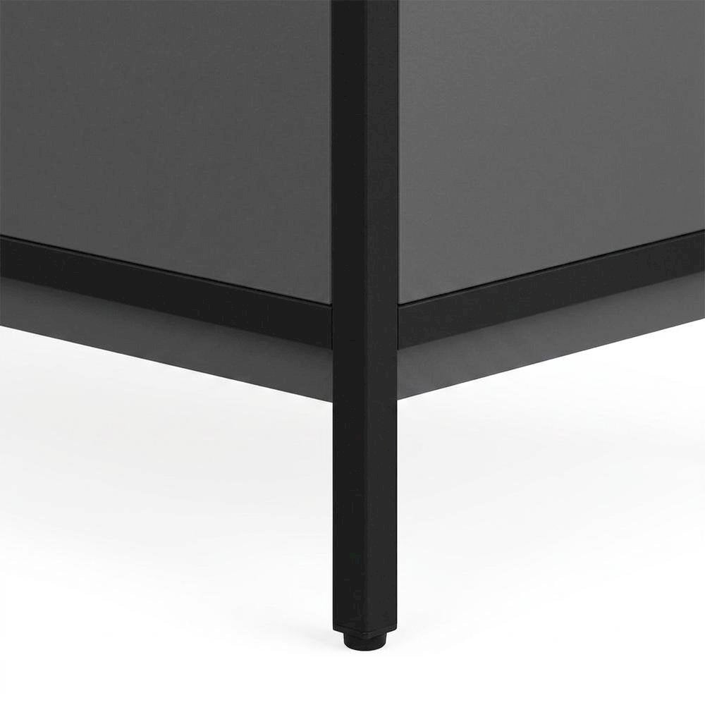 Office Cubicle Desk with Metal Frame, Contemporary Workstation, Grey,Black