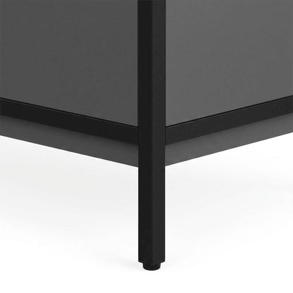 Office Cubicle Desk with Metal Frame, Contemporary Workstation, Grey,Black