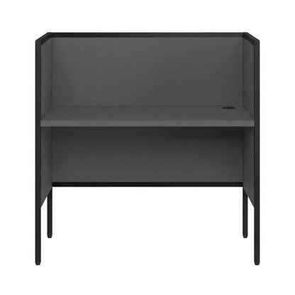Office Cubicle Desk with Metal Frame, Contemporary Workstation, Grey,Black