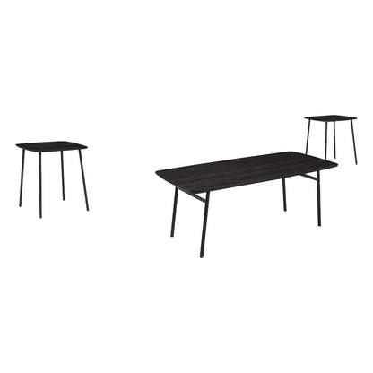 Table Set, 3pcs Set, Coffee, End, Black Oak Laminate, Black Metal