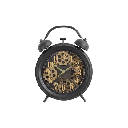 Clocks, 12"" Round, Gear Mechanism, Table Clock, Brown, Transitional