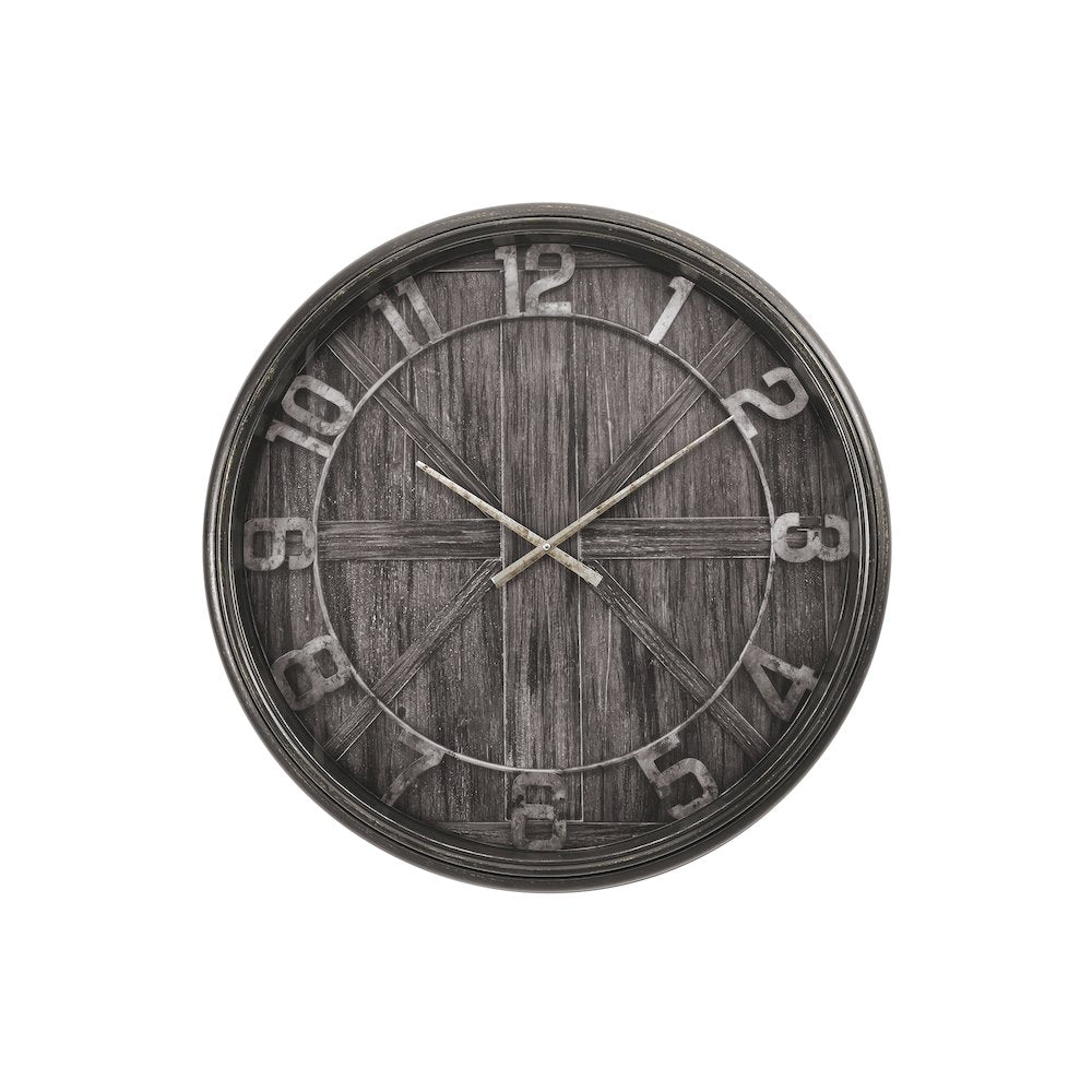 Clocks, 30"" Round, Large Oversized, Wall Clock, Brown, Transitional