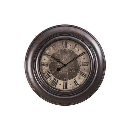 Clocks, 30"" Round, Large Oversized, Wall Clock, Brown, Transitional