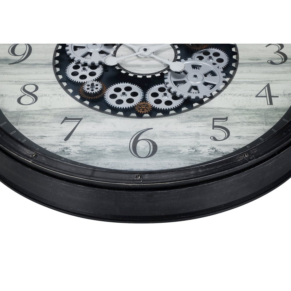 Clocks, 30"" Round, Gear Mechanism, Large Oversized, Wall Clock, Brown