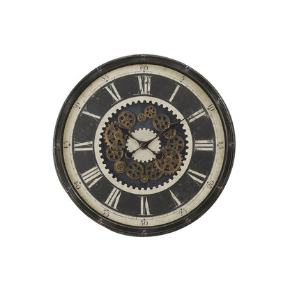 Clocks, 30"" Round, Gear Mechanism, Large Oversized, Wall Clock, Brown