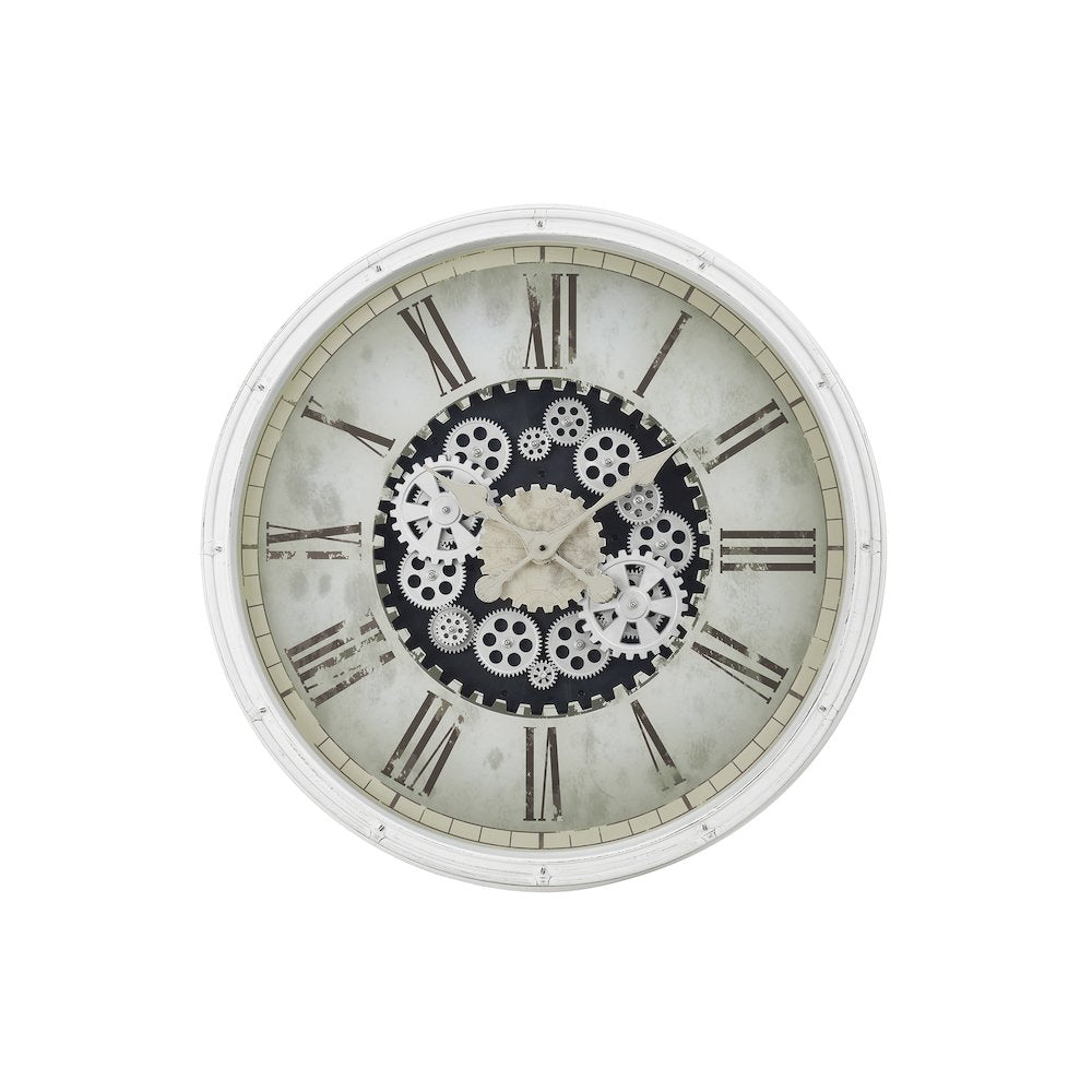 Clocks, 30"" Round, Gear Mechanism, Large Oversized, Wall Clock, White