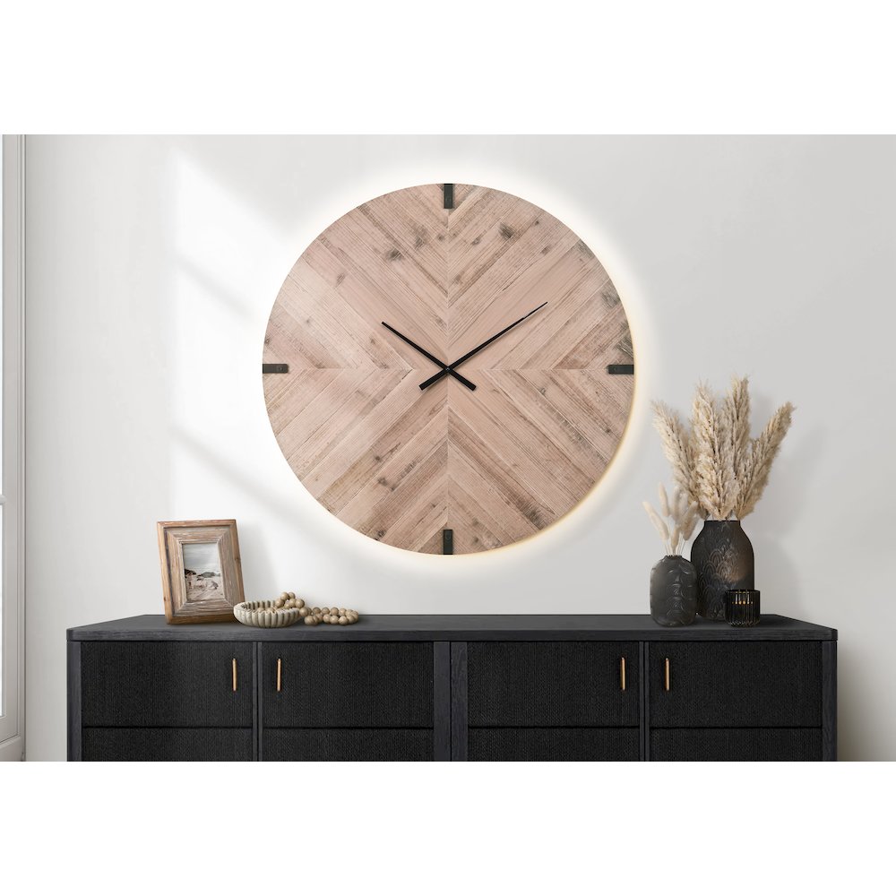 Clocks, 30"" Round, Large Oversized, Wall Clock, Brown, Contemporary, Modern