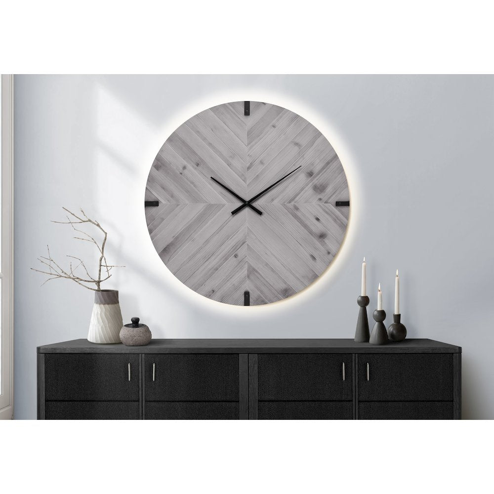 Clocks, 30"" Round, Large Oversized, Wall Clock, Grey, Contemporary, Modern