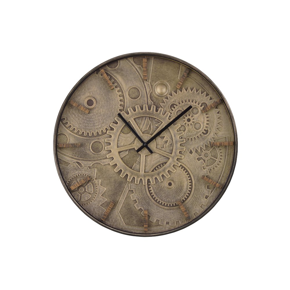 Clocks, 20"" Round, Wall Clock, Brown, Transitional