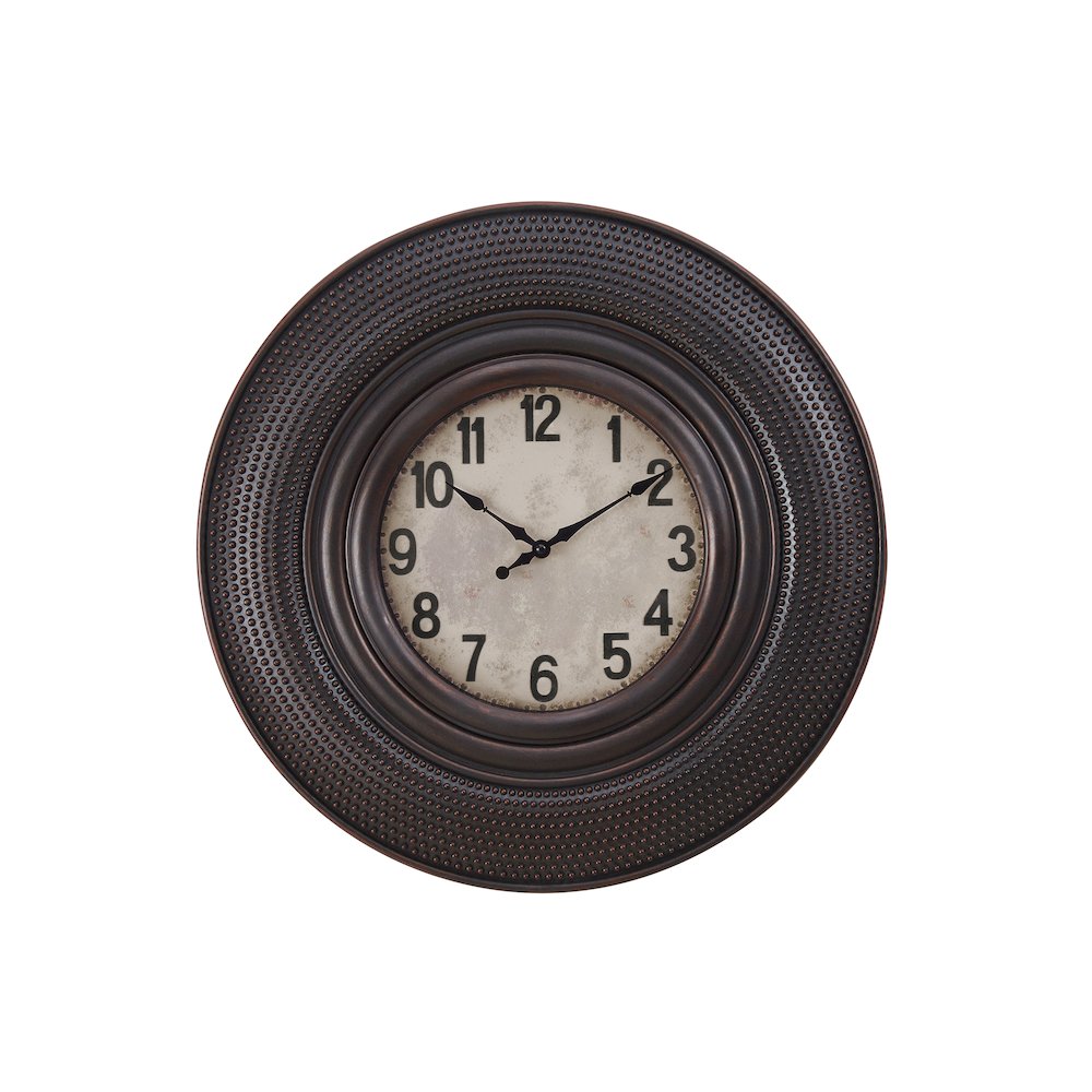 Clocks, 20"" Round, Wall Clock, Antique Brown, Transitional