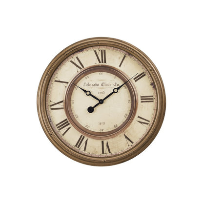 Clocks, 20"" Round, Wall Clock, Antique Brown, Transitional