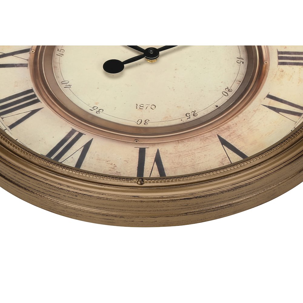 Clocks, 20"" Round, Wall Clock, Antique Brown, Transitional