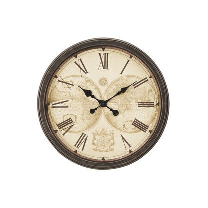 Clocks, 20"" Round, Wall Clock, Antique Brown, Transitional
