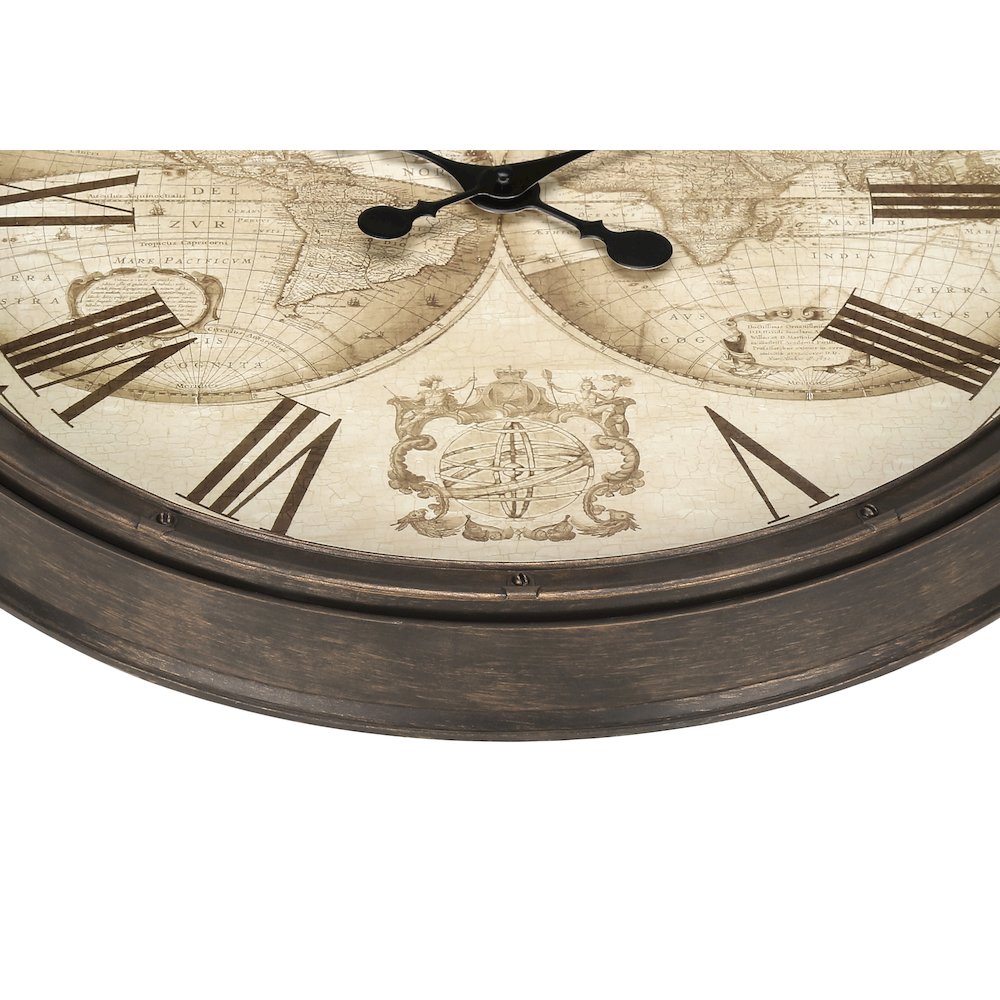 Clocks, 20"" Round, Wall Clock, Antique Brown, Transitional
