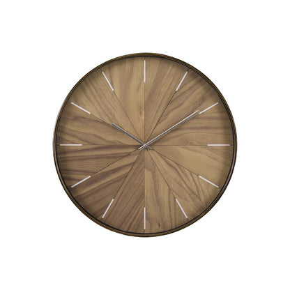 Clocks, 20"" Round, Wall Clock, Light Brown Face, Brown Frame