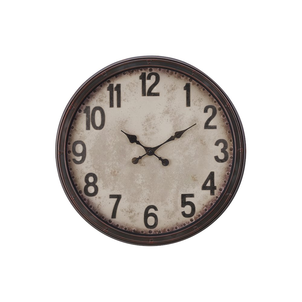 Clocks, 20"" Round, Wall Clock, Antique Brown, Transitional