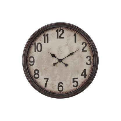 Clocks, 20"" Round, Wall Clock, Antique Brown, Transitional