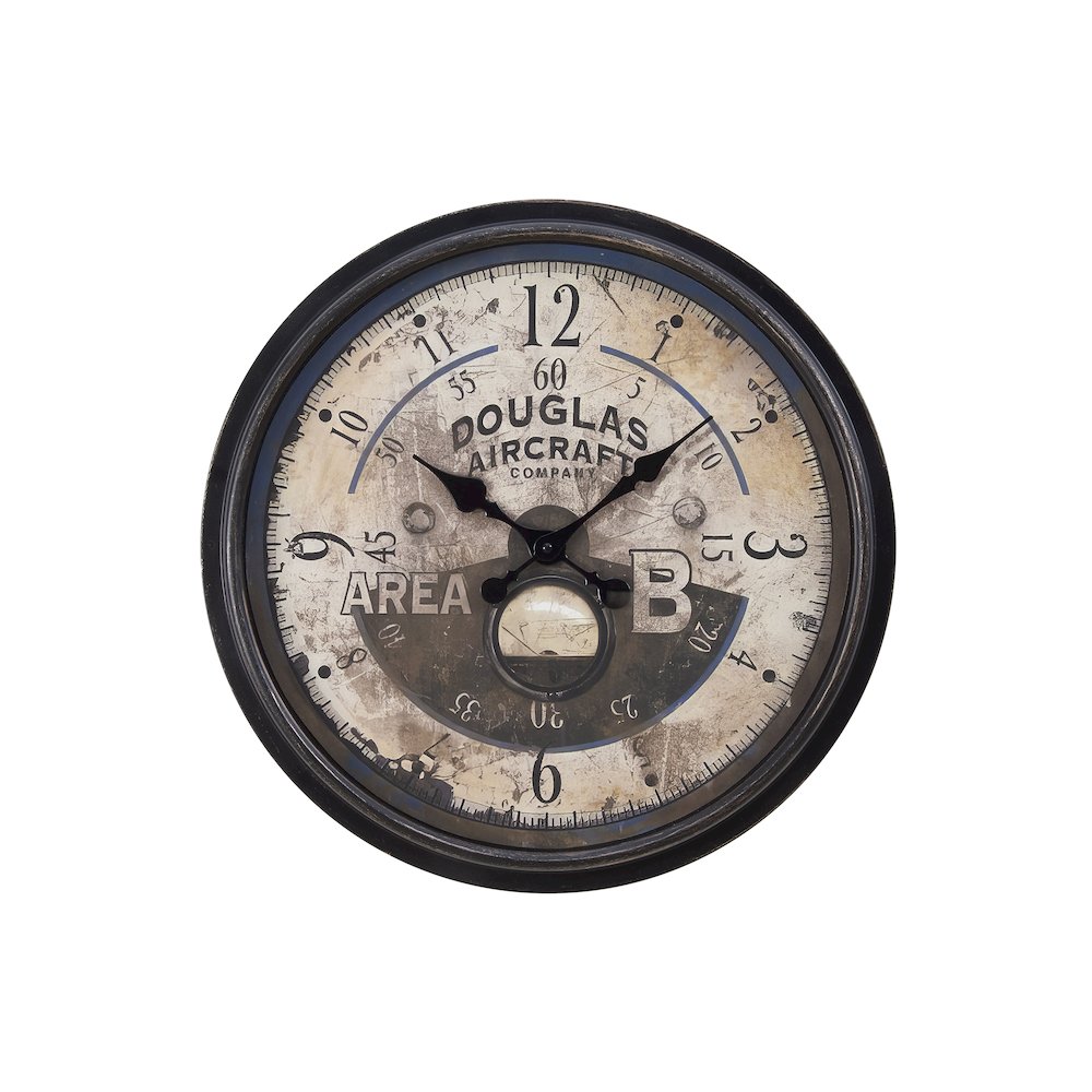 Clocks, 20"" Round, Wall Clock, Antique Brown, Transitional