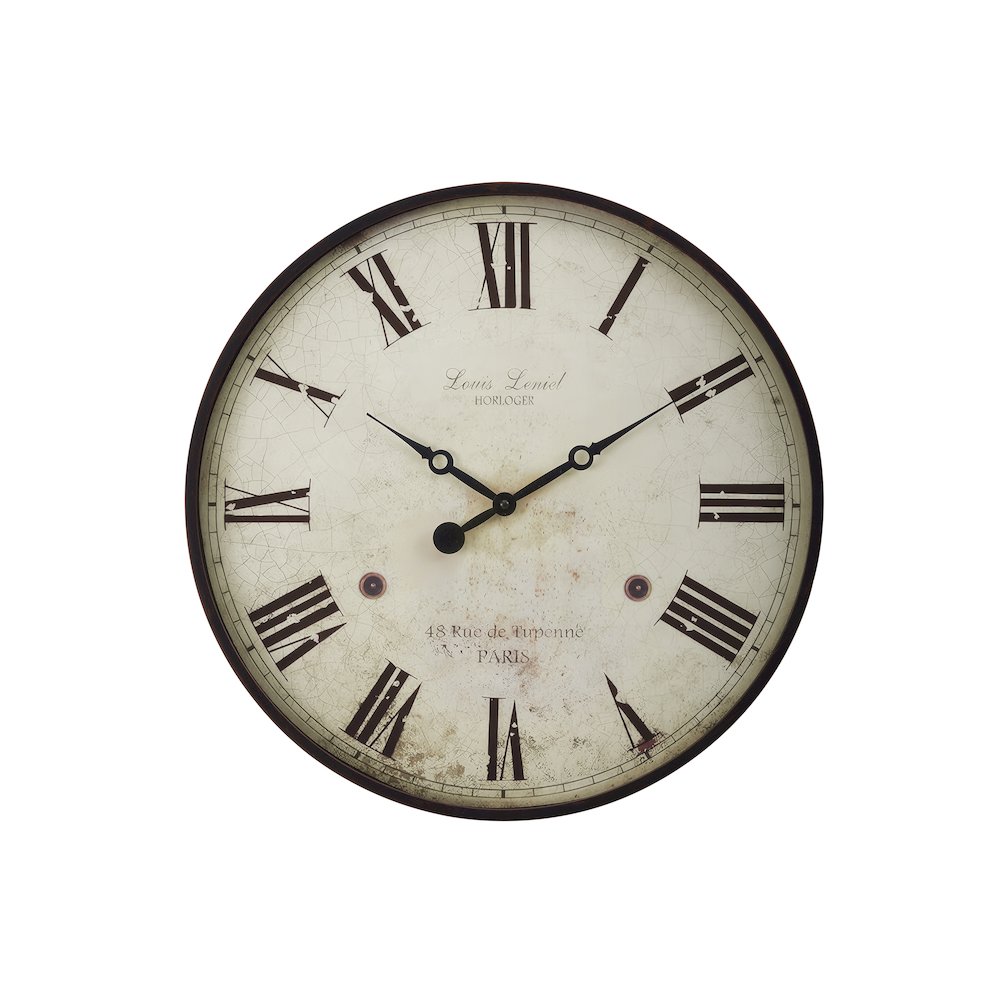 Clocks, 20"" Round, Wall Clock, Antique Brown, Transitional