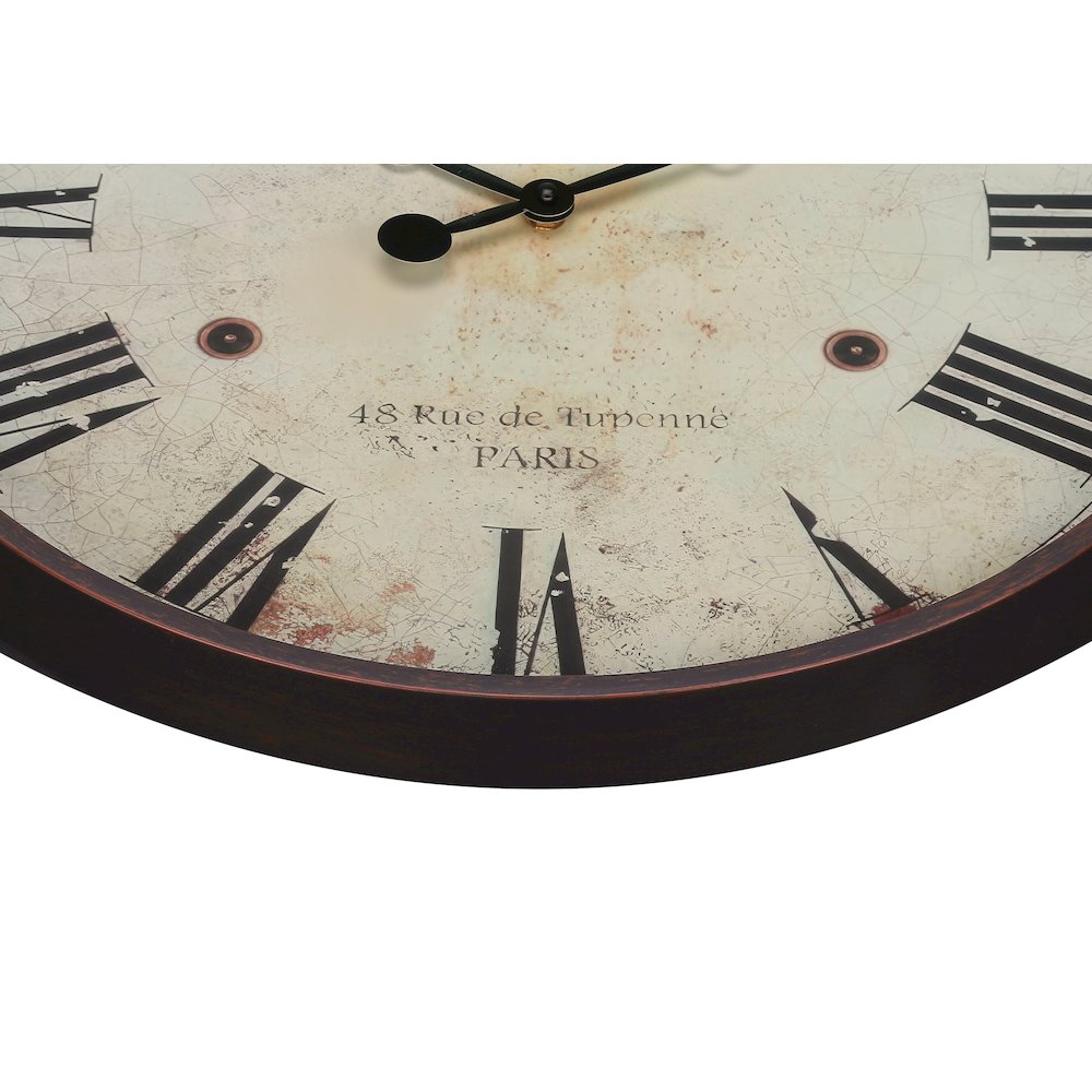 Clocks, 20"" Round, Wall Clock, Antique Brown, Transitional