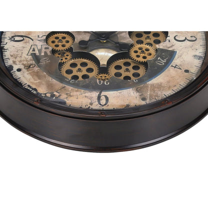 Clocks, 20"" Round, Gear Mechanism, Wall Clock, Brown, Transitional