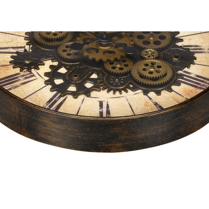 Clocks, 20"" Round, Gear Mechanism, Wall Clock, Brown, Transitional