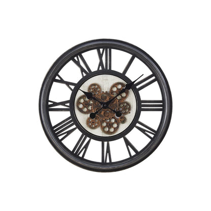 Clocks, 20"" Round, Gear Mechanism, Wall Clock, Black, Transitional