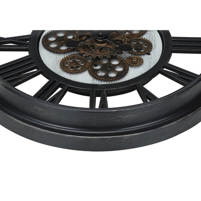 Clocks, 20"" Round, Gear Mechanism, Wall Clock, Black, Transitional