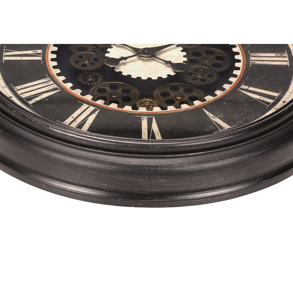 Clocks, 23"" Round, Gear Mechanism, Wall Clock, Brown, Transitional