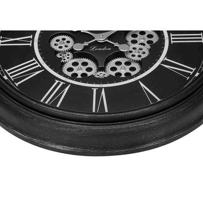 Clocks, 23"" Round, Gear Mechanism, Wall Clock, Black, Transitional