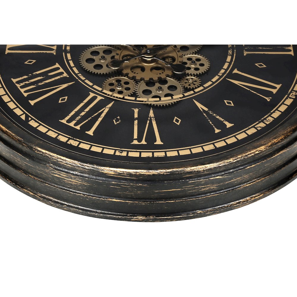 Clocks, 24"" Round, Gear Mechanism, Wall Clock, Brown, Transitional